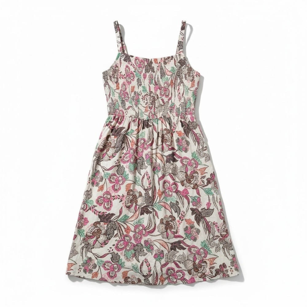 Floral Smocked Cami Sundress Rayon Boho Cottagecore Knee Length Size S